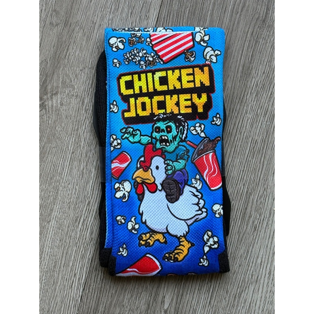Rock Em Socks Chicken Jockey Zombie Chicken Popcorn Blue Crew Socks Mens NEW